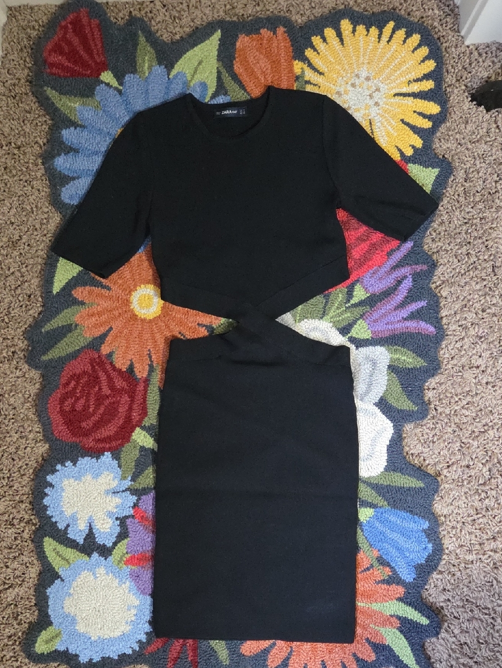 Zara Black Knit Cut Out Dress